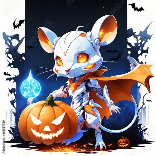 Halloween robot mouse and pumpkin 01