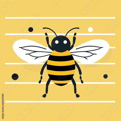 Wallpaper Mural Bumblebee stripes quirky doodle pattern, background, cartoon, vector, whimsical Illustration Torontodigital.ca