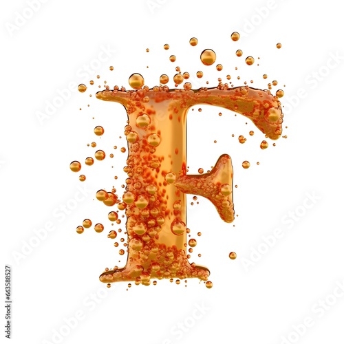 color alphabet letter F with bubbles splash