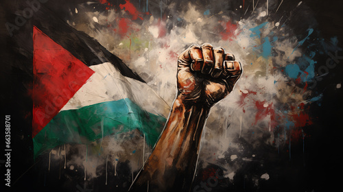 Fotografia Resistance hand with Palestine flag