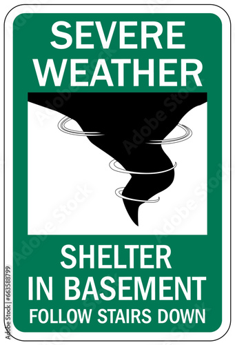 Severe weather shelter sign and labels