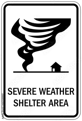 Severe weather shelter sign and labels