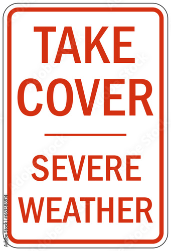Severe weather shelter sign and labels
