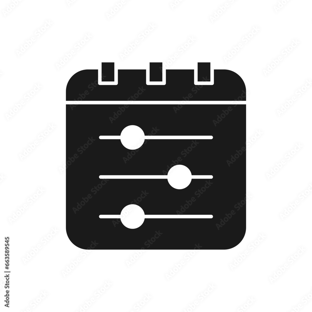 Calendar settings. Schedule adjustment icon flat style isolated on white background. Vector illustration Calendar settings. Schedule adjustment icon flat style isolated on white background. Vector illustration