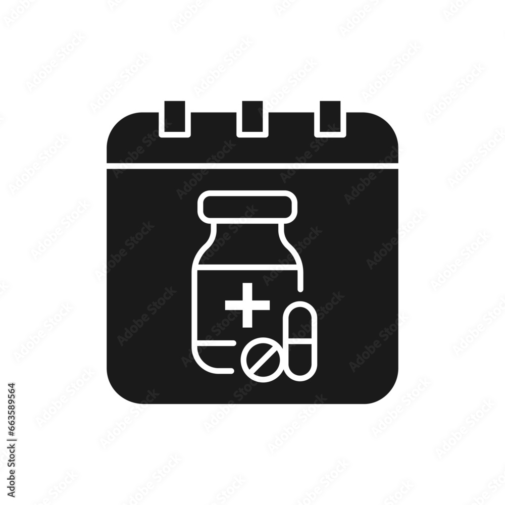 Medication schedule icon flat style isolated on white background. Vector illustration Medication schedule icon flat style isolated on white background. Vector illustration