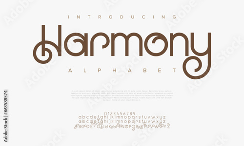 Harmony creative modern urban alphabet font. Digital abstract moslem, futuristic, fashion, sport, minimal technology typography. Simple numeric vector illustration