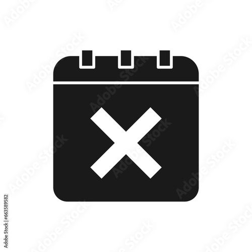 Canceled schedule icon flat style isolated on white background. Vector illustration