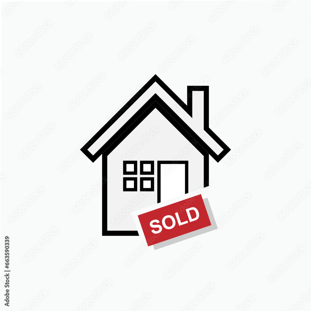 Sold Out Property. Object, Target. Chosen Building Symbol for Info Graphics, Design Elements, Websites, Presentation and Application - Vector. Sold Out Property. Object, Target. Chosen Building Symbol for Info Graphics, Design Elements, Websites, Presentation and Application - Vector.