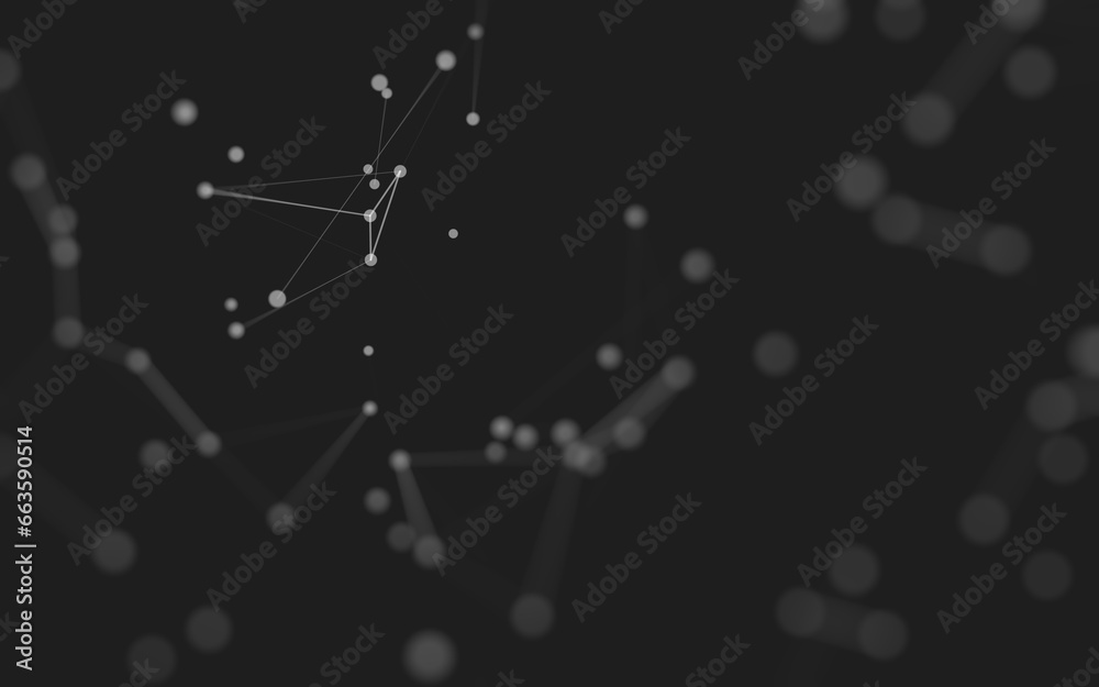 Fototapeta premium Abstract background. Molecules technology with polygonal shapes, connecting dots and lines. Connection structure. Big data visualization.