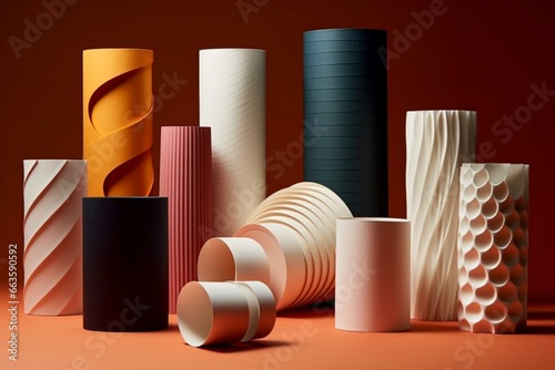 cylindrical objects made of paper. Generative AI