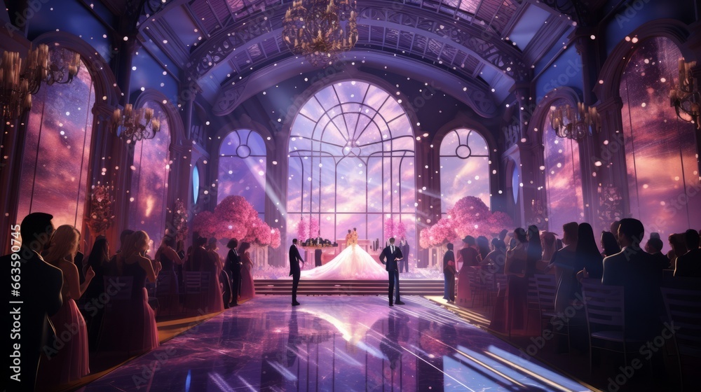 A Radiant Wedding Scene with a Beautiful Couple