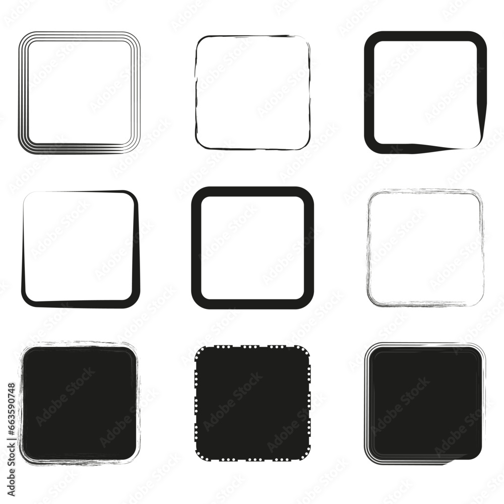 Set of grunge square. Vector illustration. EPS 10. Set of grunge square. Vector illustration. EPS 10.