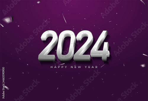 2024 new year with italic 3d number illustration. design premium vector.