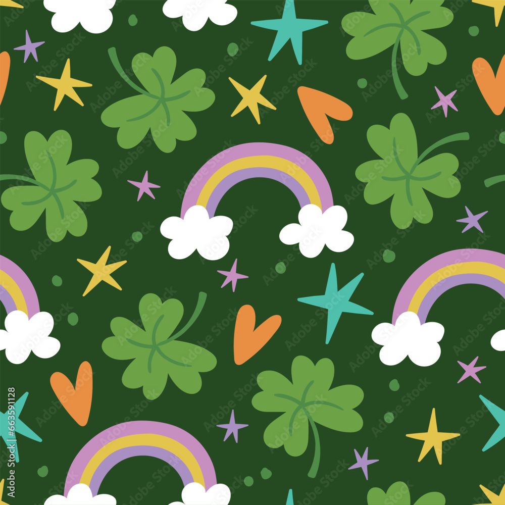 St Patrick's Seamless Pattern St Patrick's Background Clovers Seamless Pattern Clover Background