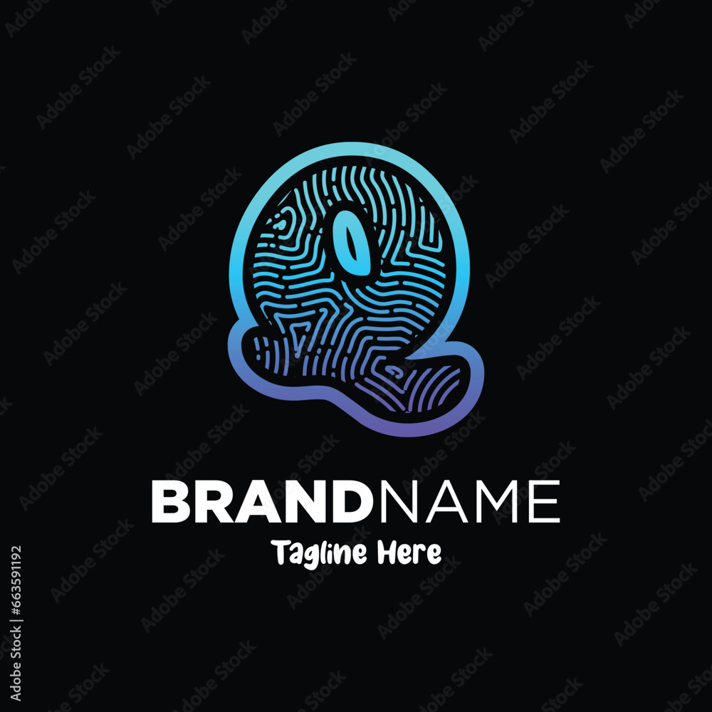 Letter Q Fingerprint Logo Design Template Inspiration, Vector Illustration. Letter Q Fingerprint Logo Design Template Inspiration, Vector Illustration.