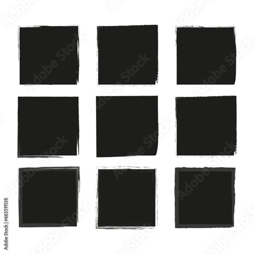 Set of grunge square. Dirty grunge design frames. Vector illustration. EPS 10.