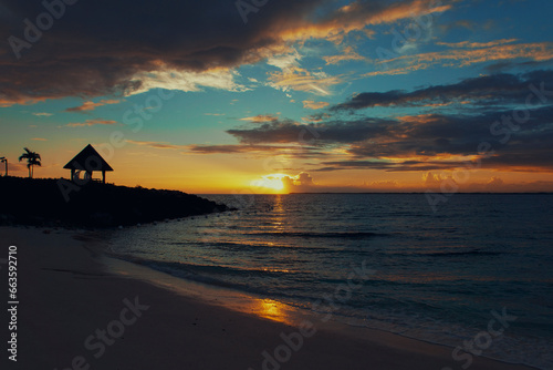 Sunrise scenery viewed from a serene beach in the Philippines