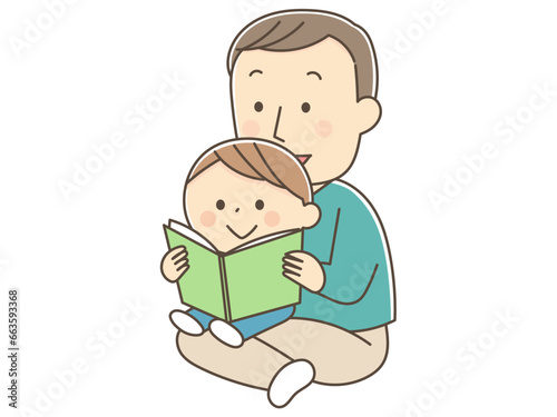 子供に読み聞かせをするお父さん