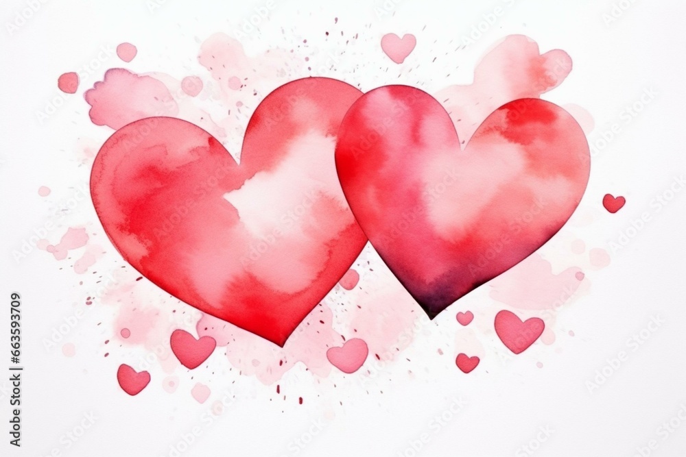 Watercolor Valentine's Day template design. Generative AI
