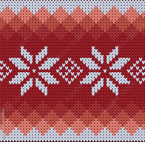 Detailed red pattern with white flowers. Cartoon vector illustration