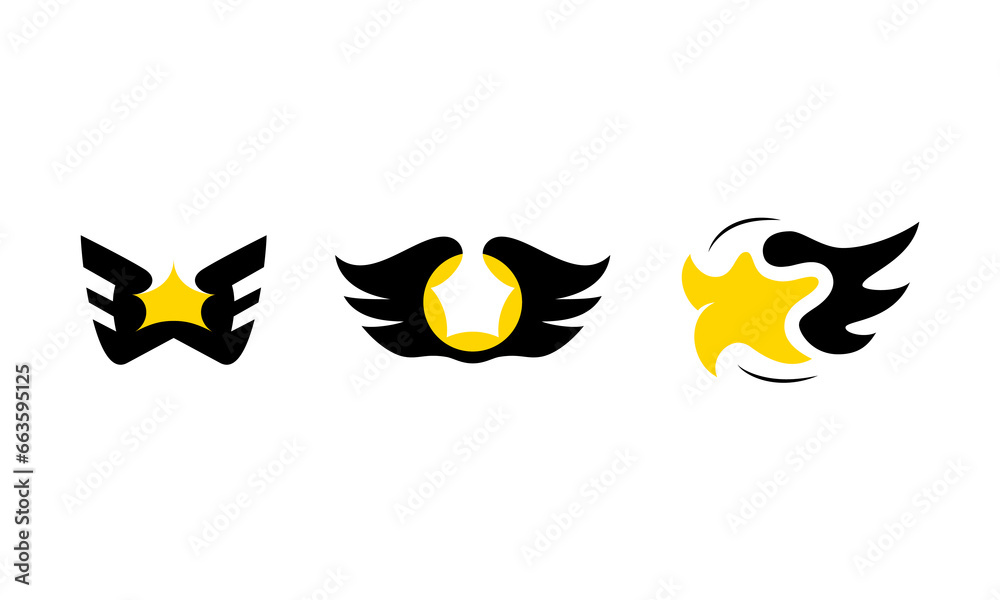 Obraz premium wing star vector illutration. modern, minimal and simple style. used for emblem, logo, icon, symbol, sign or print