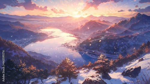 ［AI生成画像］雪山、山頂の風景、晴れ2