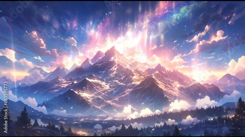 ［AI生成画像］雪山、夜空4 photo