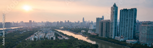 Aerial view of landscape in Guangzhou city, China © lzf