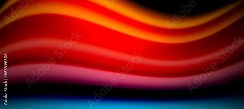 Rainbow color wave lines on black. Techno or business abstract background for posters, covers, banners, brochures, websites