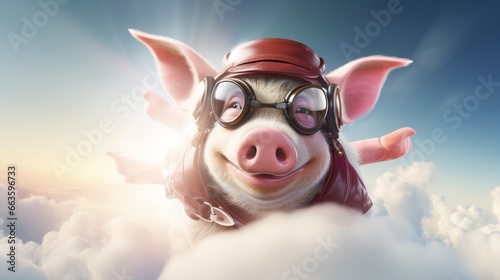 When Pigs might fly -  pig wearing aviation goggles. 