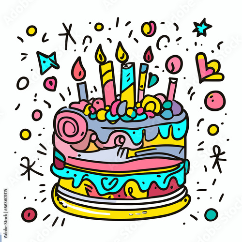 Simple colorful birthday cake illustration