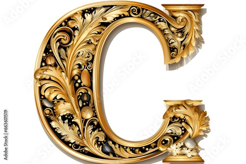 alphabet letter with gold ornated art