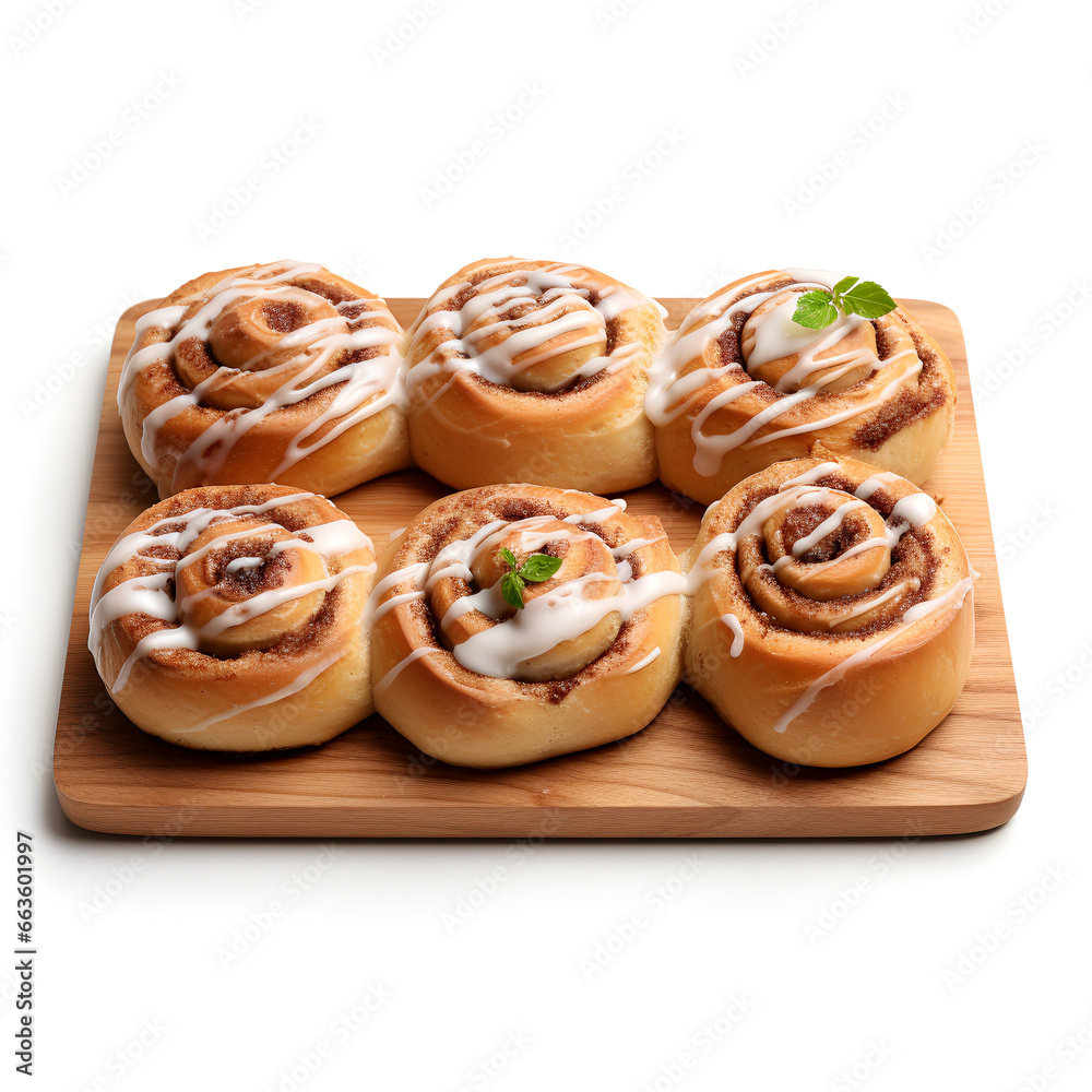 Photo of cinnamon rolls isolated on white background