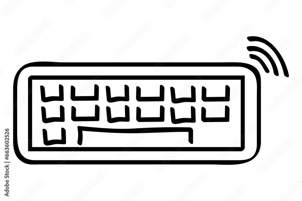 wireless keyboard, simple doodle hand draw sketch, black at white wireless keyboard, simple doodle hand draw sketch, black at white