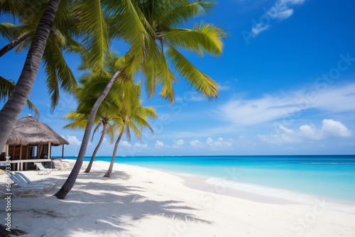 A serene day on the idyllic Caribbean beach. Generative AI