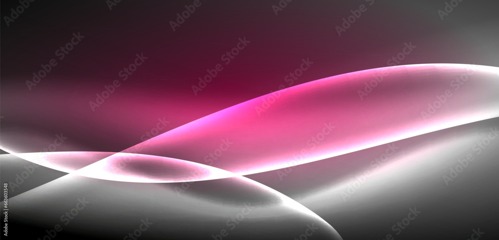 Obraz premium Neon-lit waves surge across background, mesmerizing dance of luminescence and motion. Dynamic backdrop captures essence of energy and modern aesthetics