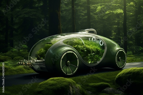 Eco-friendly fuel powering electric vehicle. Generative AI © Lyra