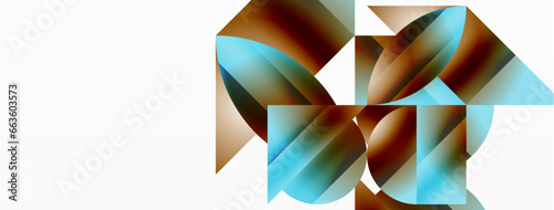 Serene gradient template. Circles and triangles mingle in minimalist perfection. Gentle fusion of forms and hues creates balanced yet captivating backdrop, embodying modern sophistication