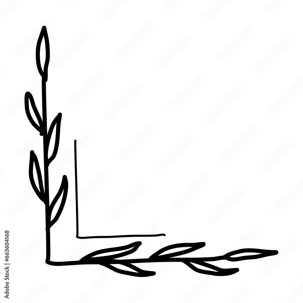 Leaf corner border doodle Leaf corner border doodle