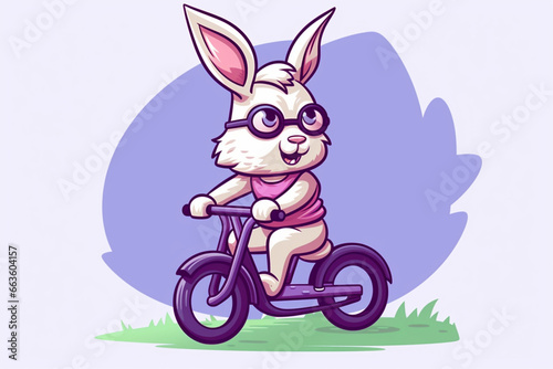 cute cartoon character of a goat riding a bicycle