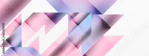Vivid abstraction unfolds. Triangles in seamless harmony, composing dynamic geometric backdrop. Interplay of angles and hues forms captivating tapestry, evoking modernity and artistic allure