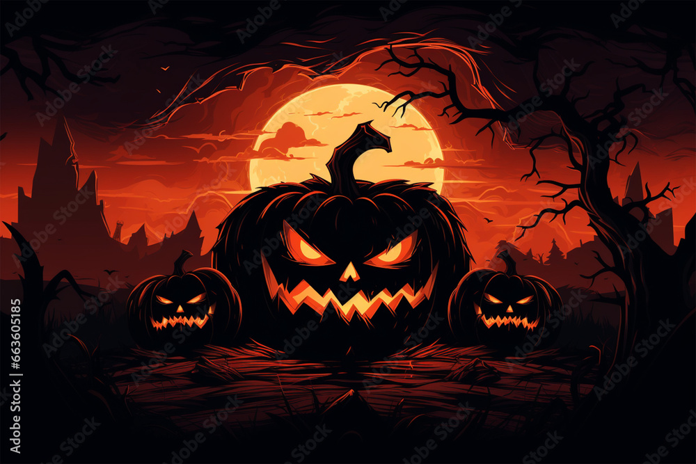 scary pumpkin horror illustration