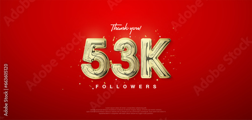 53k gold number, thanks for followers. posters, social media post banners. © mororene