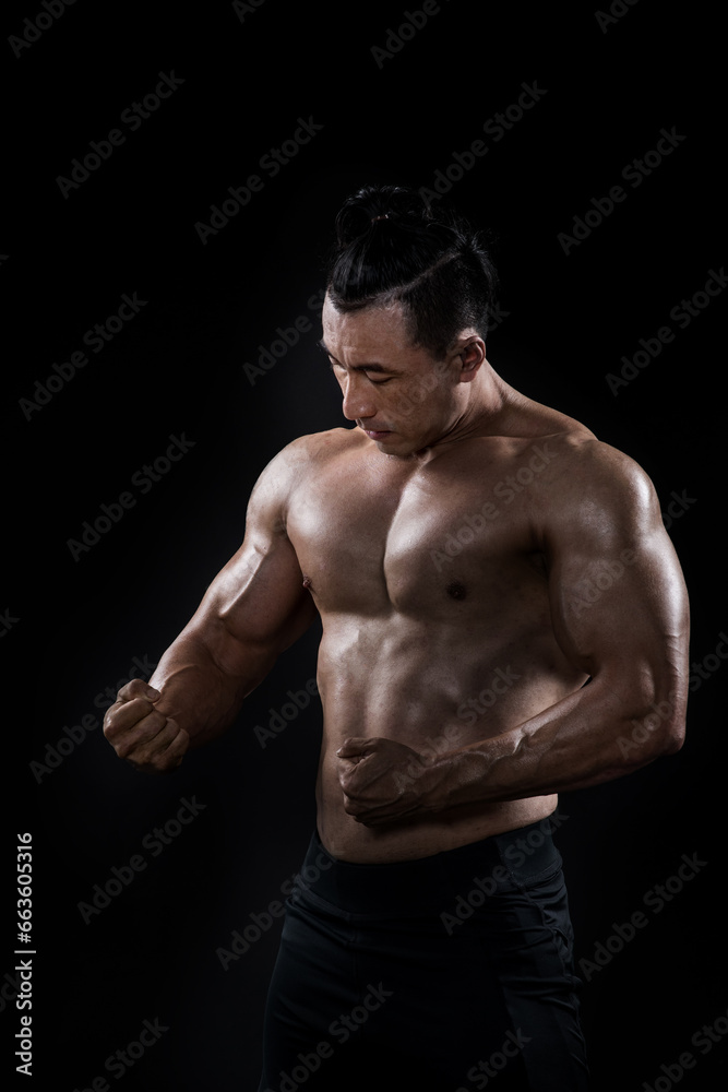 portrait of a muscular man bobybuiling