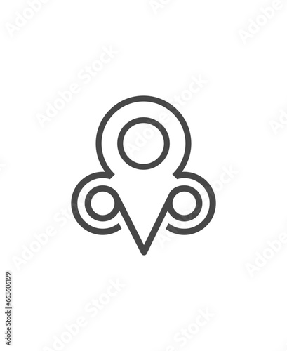 The pictogram is the Owl and map symbol. Elegant and outline.