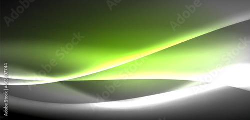 Neon-lit waves surge across background, mesmerizing dance of luminescence and motion. Dynamic backdrop captures essence of energy and modern aesthetics