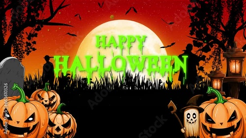 halloween background with pumpkin and bats