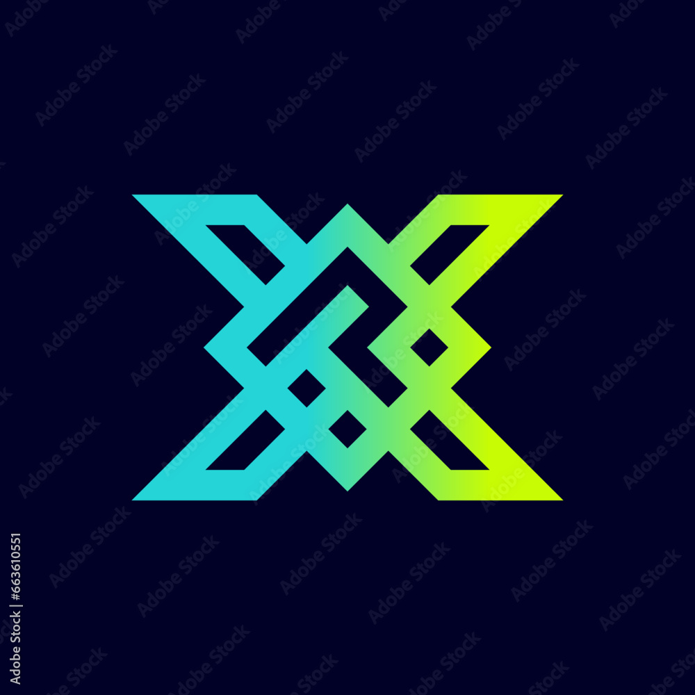 The monogram is the letter X and number 7. Elegant and outline. The monogram is the letter X and number 7. Elegant and outline.