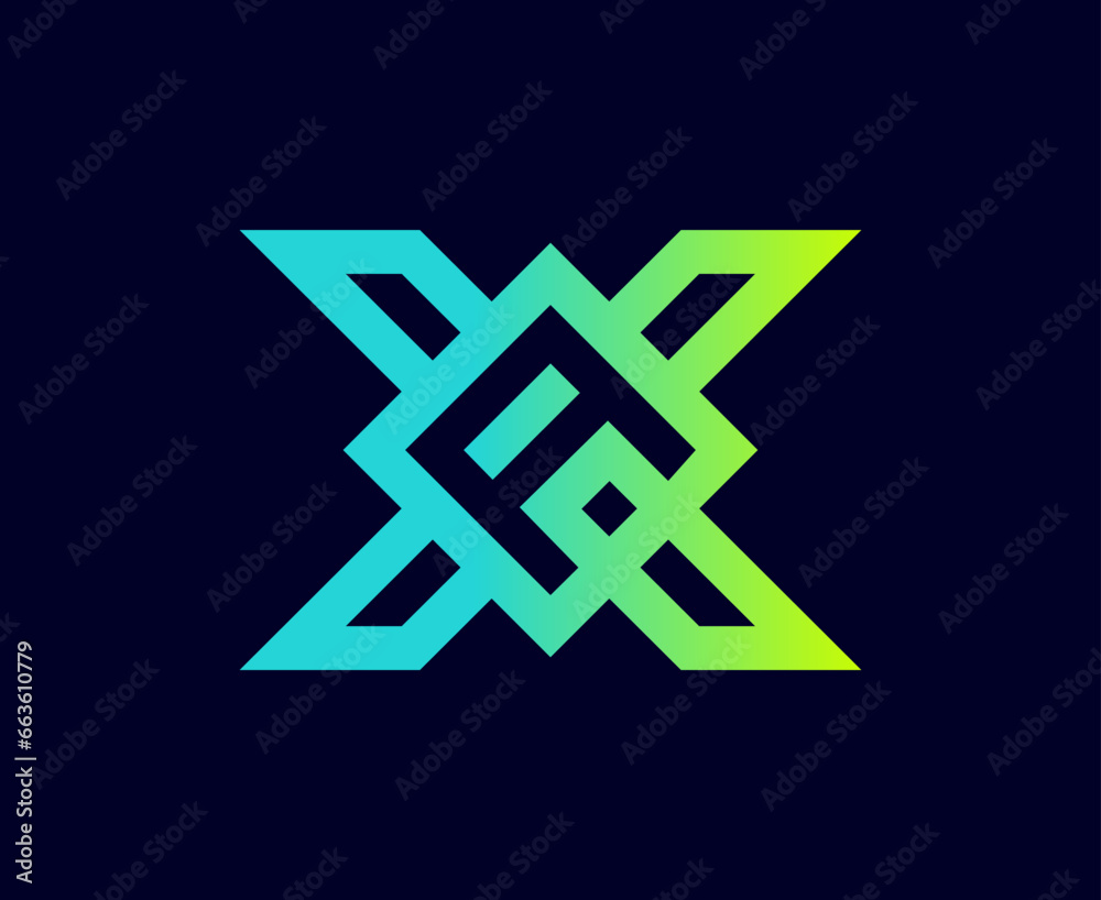 The monogram is the letter A and X. Elegant and outline.