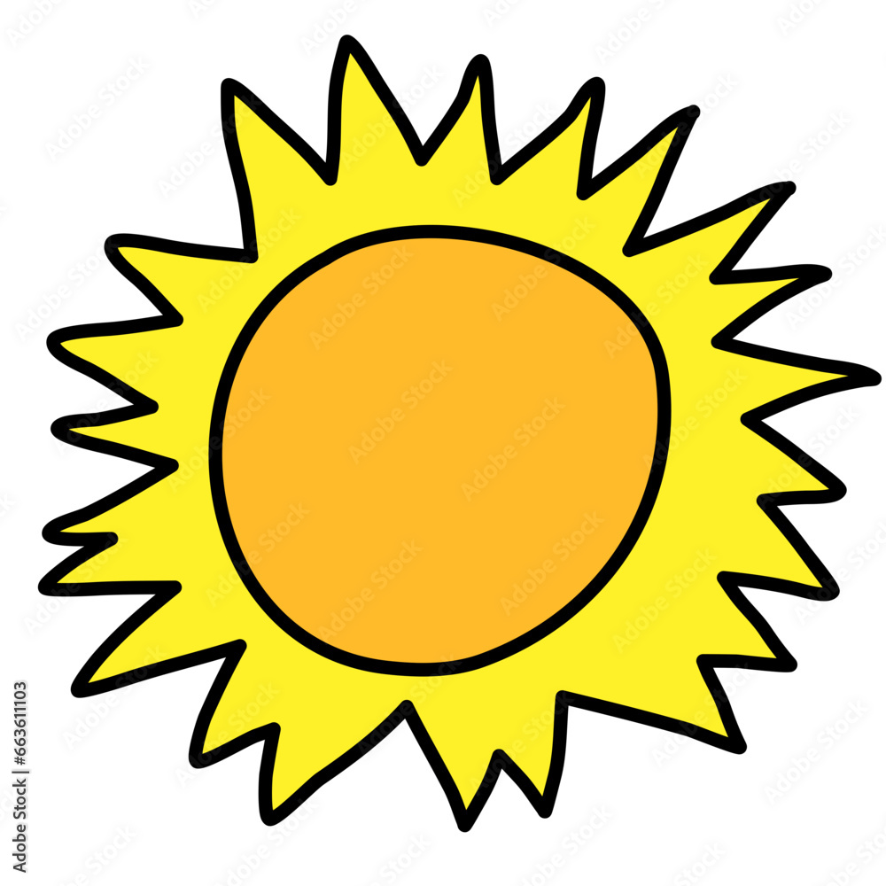 Summer yellow sun doodle